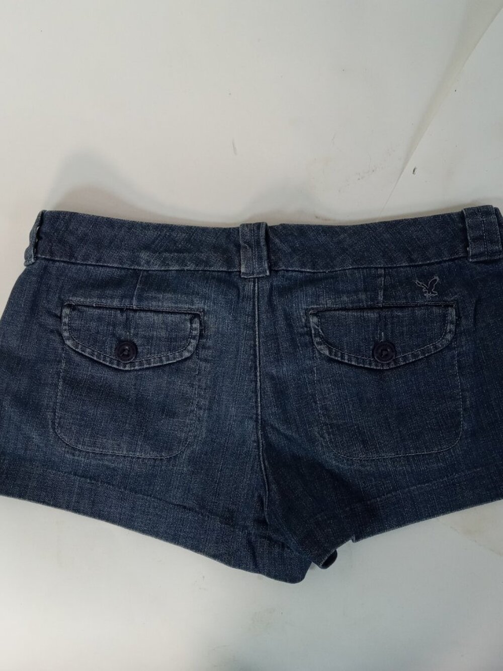 Vtg Y2K 00s American Eagle Booty Jean Shorts 8 Stretch Denim Love Your Life - Picture 8 of 11